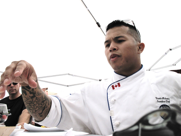 img_3167 Chef Vicente Mabanta of Steveston's Blue Heron presents his dishes to the judges