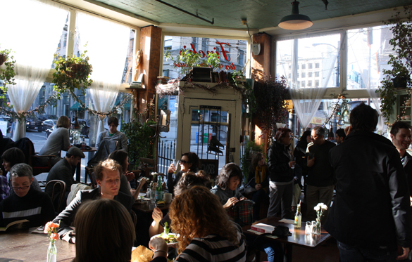 MOA-019 People pile in for the lunch rush inside Finch's Tea & Coffee House on West Pender
